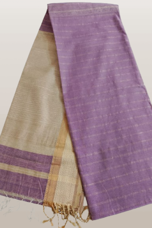 Maheshwari Handloom Cotton Silk  Saree With Contrast Pallu