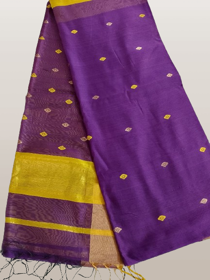 Maheshwari Handloom Cotton Silk  Saree With Contrast Pallu