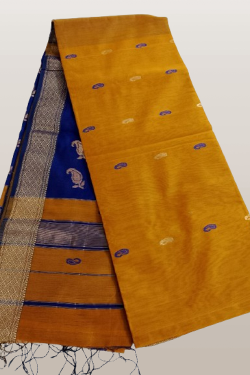 Maheshwari Handloom Cotton Silk  Saree With Contrast Pallu