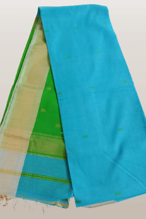 Maheshwari Handloom Cotton Silk  Saree With Contrast Pallu