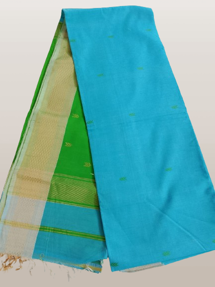 Maheshwari Handloom Cotton Silk  Saree With Contrast Pallu