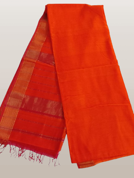 Maheshwari Handloom Cotton Silk  Saree With Contrast Pallu