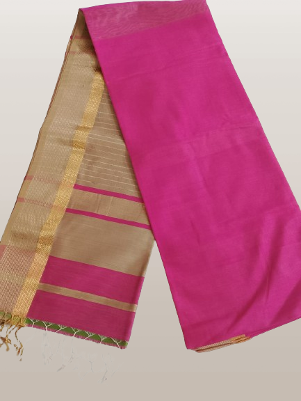 Maheshwari Handloom Cotton Silk  Saree With Contrast Pallu